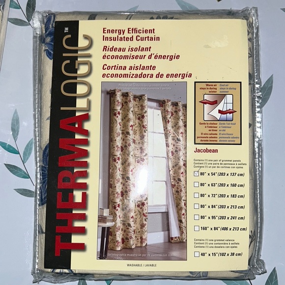 Plow & Hearth 92337-BL Jacobean Thermalogic Grommet-Top Curtain, Blue - Picture 4 of 7